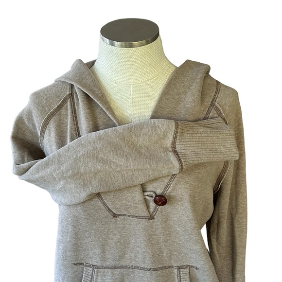 American Eagle Women’s Beige Tan Hooded Sweatshirt with Button Detail Size Large - Picture 3 of 6